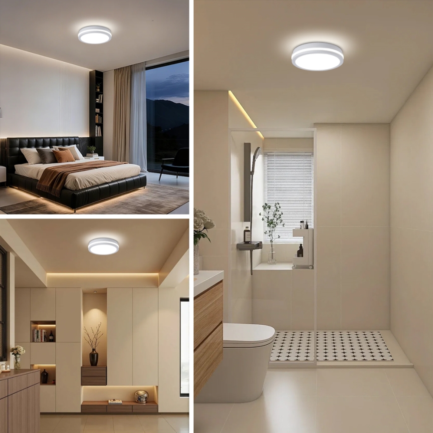 Brilagi - Plafonieră LED de exterior cu senzor BENE LED/24W/230V, diametru 26 cm, alb, IP54