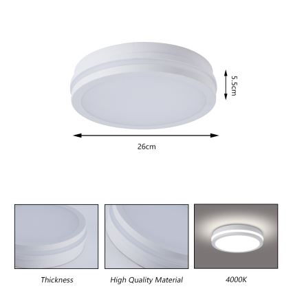 Brilagi - Plafonieră LED de exterior cu senzor BENE LED/24W/230V, diametru 26 cm, alb, IP54
