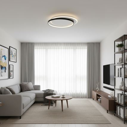 Brilagi - Plafonieră LED dimabilă FLARE LED/48W/230V 3000-6000K 39,5x45 cm alb/negru + telecomandă