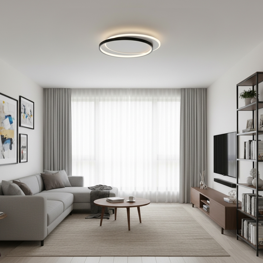 Brilagi - Plafonieră LED dimabilă FLARE LED/48W/230V 3000-6000K 39,5x45 cm alb/negru + telecomandă