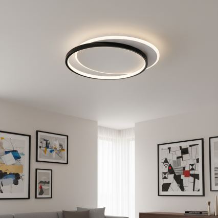 Brilagi - Plafonieră LED dimabilă FLARE LED/48W/230V 3000-6000K 39,5x45 cm alb/negru + telecomandă