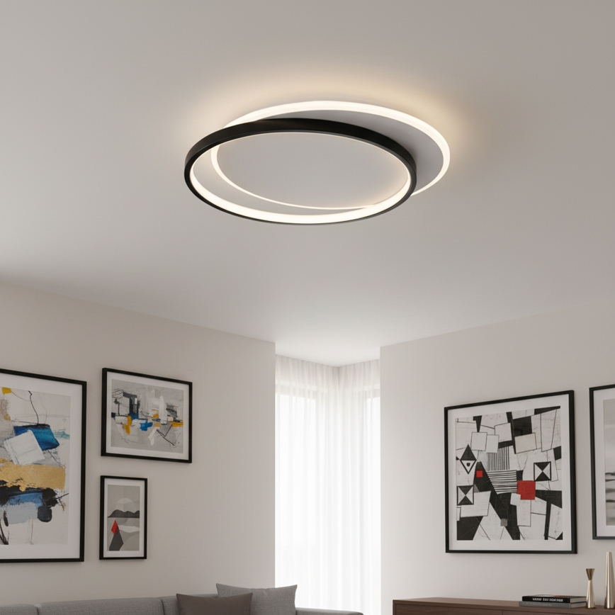 Brilagi - Plafonieră LED dimabilă FLARE LED/48W/230V 3000-6000K 39,5x45 cm alb/negru + telecomandă