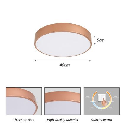 BRILAGI - Plafonieră LED POOL LED/48W/230V 3000/4000/6000K Ø 40 cm cupru