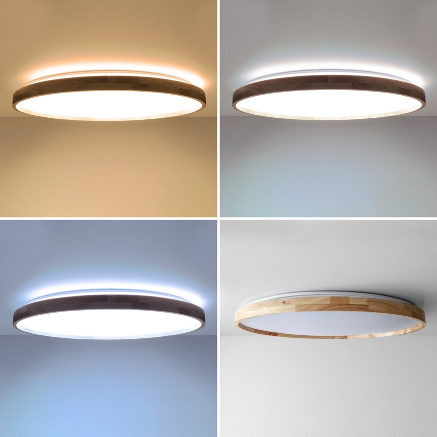 Brilagi - Plafonieră LED dimabilă ALSON, 72 W, 230 V, 3000–6500 K, stejar, Ø 78 cm + telecomandă