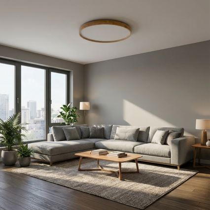 Brilagi - Plafonieră LED dimabilă ALSON, 72 W, 230 V, 3000–6500 K, stejar, Ø 78 cm + telecomandă