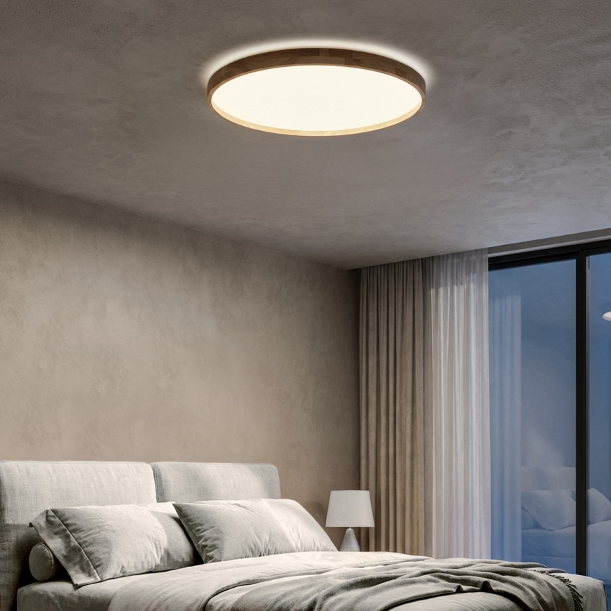 Brilagi - Plafonieră LED dimabilă ALSON, 72 W, 230 V, 3000–6500 K, stejar, Ø 78 cm + telecomandă