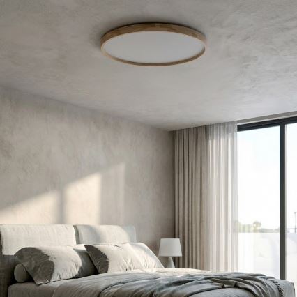 Brilagi - Plafonieră LED dimabilă ALSON, 72 W, 230 V, 3000–6500 K, stejar, Ø 78 cm + telecomandă