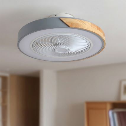 Brilagi - Plafonier LED reglabil cu ventilator LED/38W/230V 3000-6500K 3000-6500K Ø50 cm gri/stejar + telecomandă