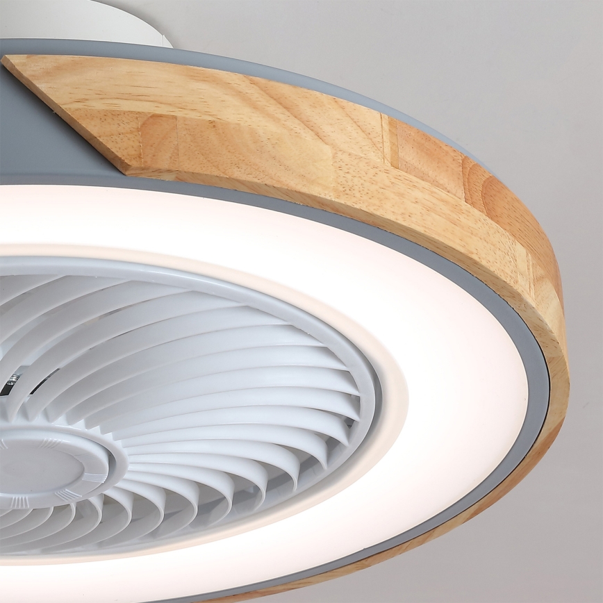 Brilagi - Plafonier LED reglabil cu ventilator LED/38W/230V 3000-6500K 3000-6500K Ø50 cm gri/stejar + telecomandă