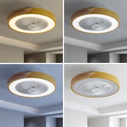 Brilagi - Lampă de tavan LED dimmabilă cu ventilator LED/38W/230V 3000-6500K 3000-6500K Ø 50 cm auriu/stejar + telecomandă