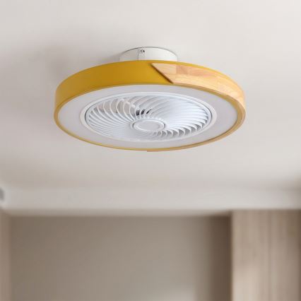 Brilagi - Lampă de tavan LED dimmabilă cu ventilator LED/38W/230V 3000-6500K 3000-6500K Ø 50 cm auriu/stejar + telecomandă