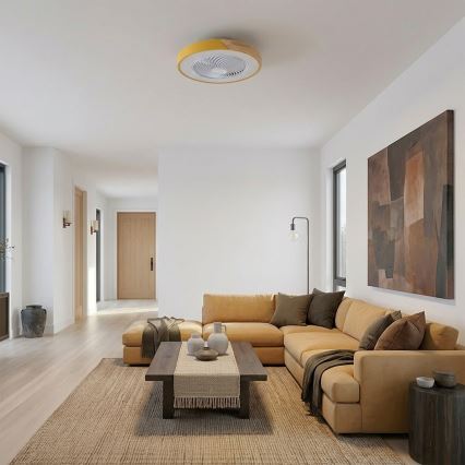 Brilagi - Lampă de tavan LED dimmabilă cu ventilator LED/38W/230V 3000-6500K 3000-6500K Ø 50 cm auriu/stejar + telecomandă