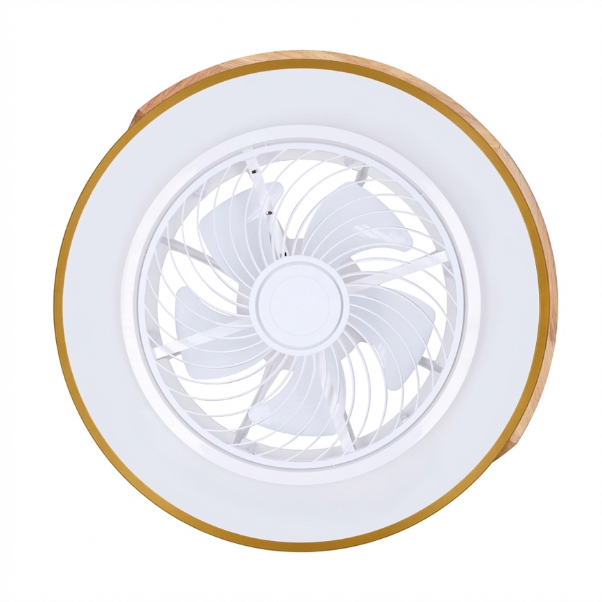 Brilagi - Lampă de tavan LED dimmabilă cu ventilator LED/38W/230V 3000-6500K 3000-6500K Ø 50 cm auriu/stejar + telecomandă
