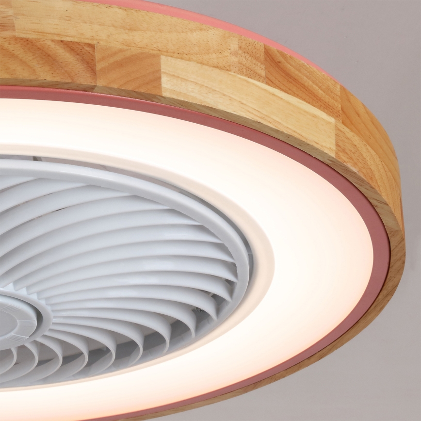 Brilagi - Plafonieră LED reglabilă cu ventilator LED/38W/230V 3000-6500K 3000-6500K Ø 50 cm roz/stejar + telecomandă