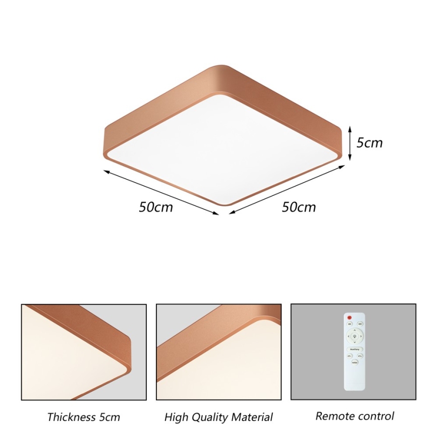 BRILAGI - Plafonieră LED reglabilă POOL SQUARE LED/48W/230V 3000-6000K 50x50 cm bronză + telecomandă inclusă