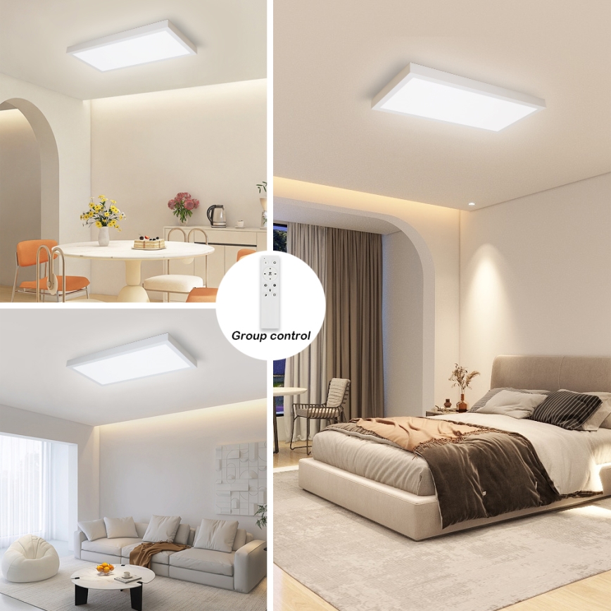 Brilagi - Lampă plafonieră LED reglabilă pentru baie FRAME SMART LED/30W/230V 30x60 cm 3000-6000K IP44 albă + telecomandă