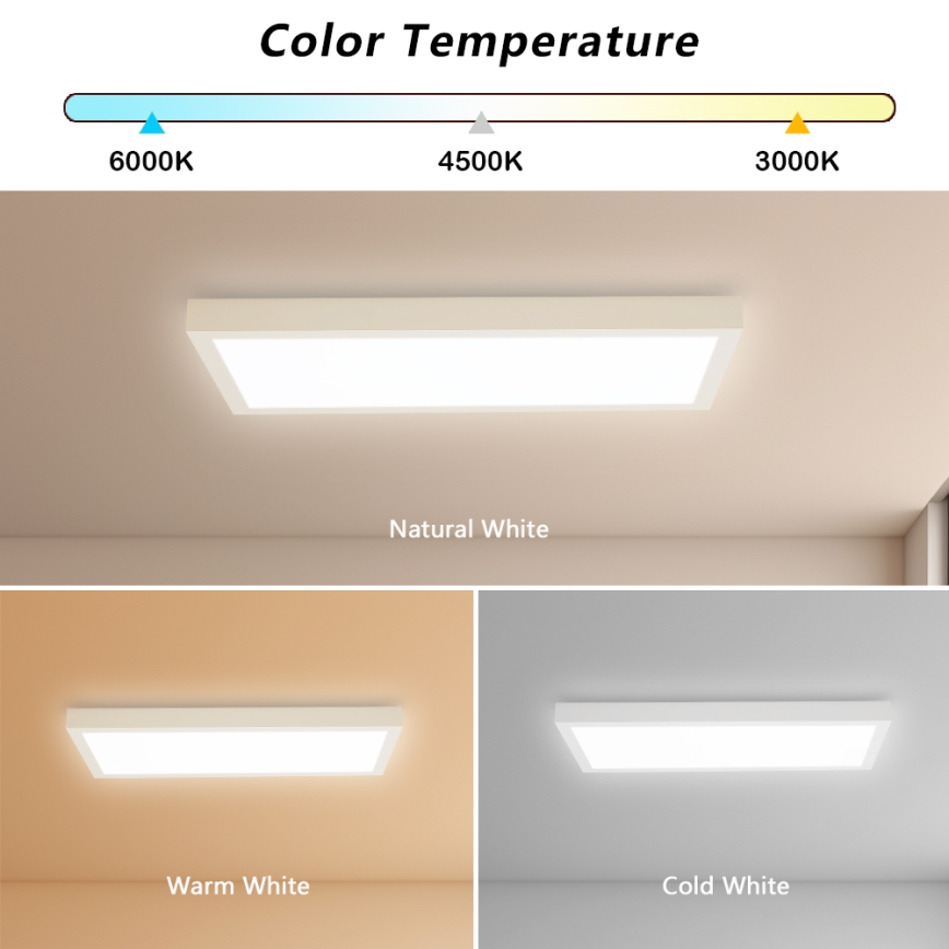 Brilagi - Lampă plafonieră LED reglabilă pentru baie FRAME SMART LED/30W/230V 30x60 cm 3000-6000K IP44 albă + telecomandă