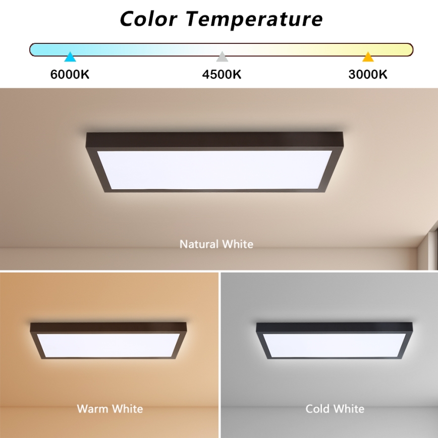 Brilagi - Plafonieră LED dimabilă pentru baie FRAME SMART LED/30W/230V 30x60 cm 3000-6000K IP44 negru + telecomandă