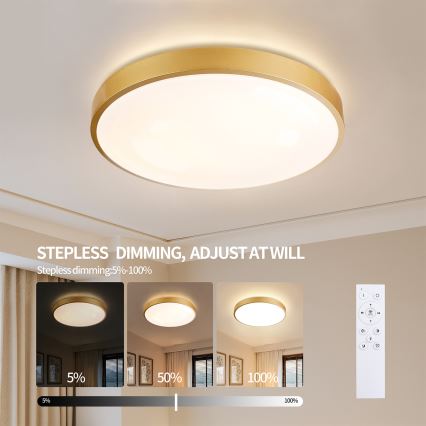 Brilagi - Plafonieră LED dimabilă GLASS POOL DOUBLE LED/80W/230V 3000-6000K 60 cm, finisaj auriu + telecomandă