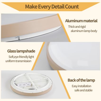 Brilagi - Plafonieră LED dimmabilă GLASS POOL DOUBLE LED/48W/230V 3000-6000K 40 cm bej + telecomandă