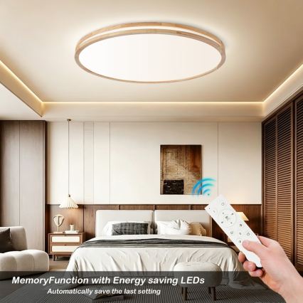 Brilagi - Plafonieră LED dimabilă MOLINA LED/128W/230V 3000-6000K stejar diam. 100 cm + telecomandă