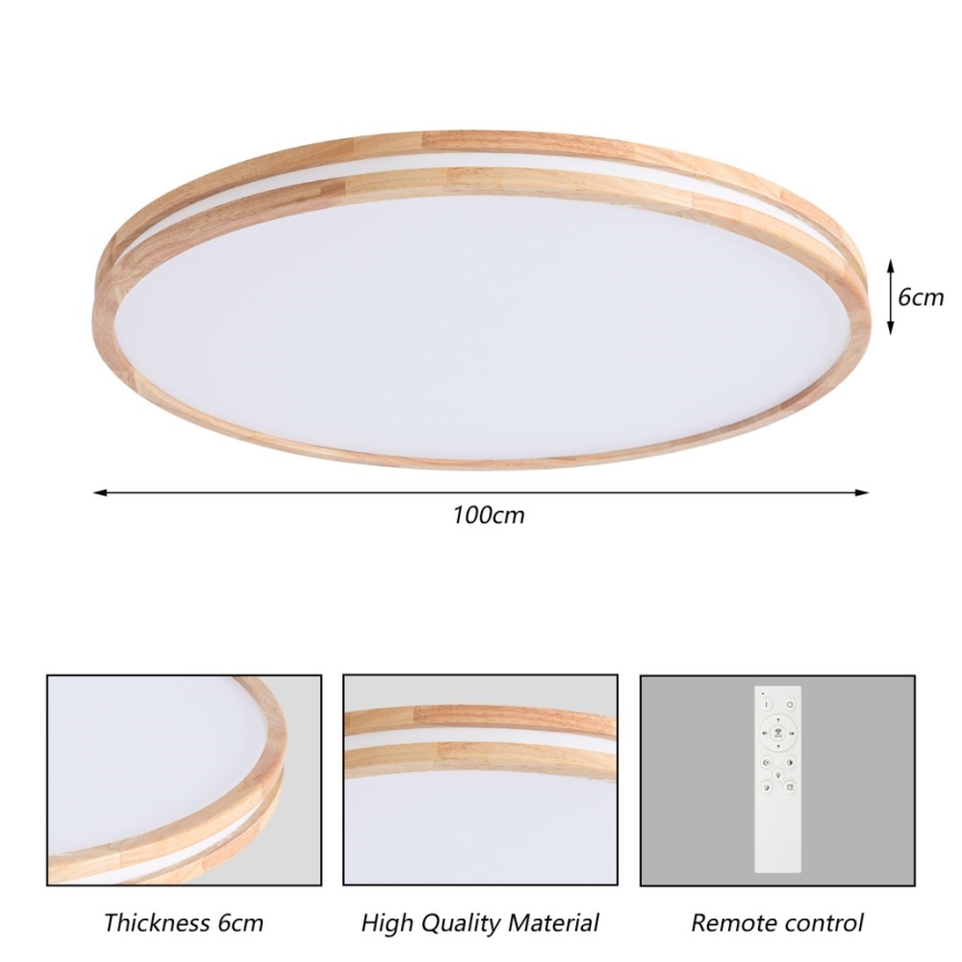 Brilagi - Plafonieră LED dimabilă MOLINA LED/128W/230V 3000-6000K stejar diam. 100 cm + telecomandă
