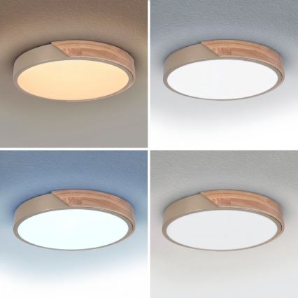 BRILAGI - Plafonieră LED reglabilă PILANA LED/48W/230V 3000-6500K stejar/bej diam. 40 cm + telecomandă