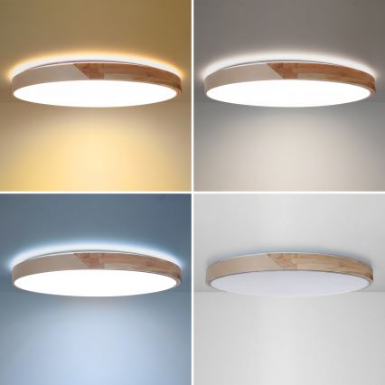 BRILAGI - Lampă de tavan LED dimmabilă PILANA LED/72W/230V 3000-6500K stejar/bej Ø 80 cm + telecomandă
