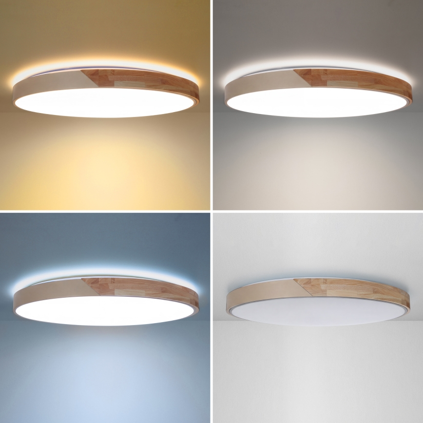 BRILAGI - Lampă de tavan LED dimmabilă PILANA LED/72W/230V 3000-6500K stejar/bej Ø 80 cm + telecomandă