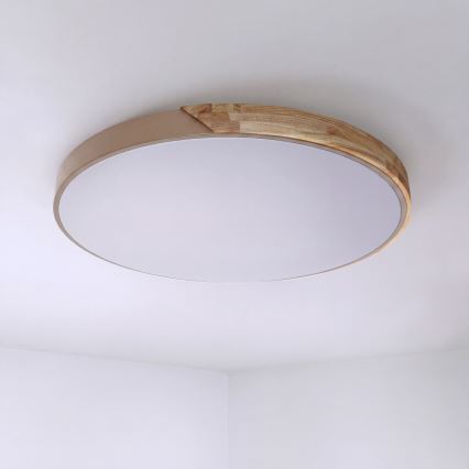 BRILAGI - Lampă de tavan LED dimmabilă PILANA LED/72W/230V 3000-6500K stejar/bej Ø 80 cm + telecomandă