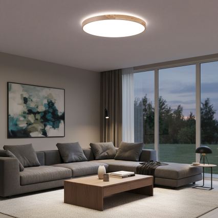 BRILAGI - Lampă de tavan LED dimmabilă PILANA LED/72W/230V 3000-6500K stejar/bej Ø 80 cm + telecomandă