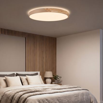BRILAGI - Lampă de tavan LED dimmabilă PILANA LED/72W/230V 3000-6500K stejar/bej Ø 80 cm + telecomandă