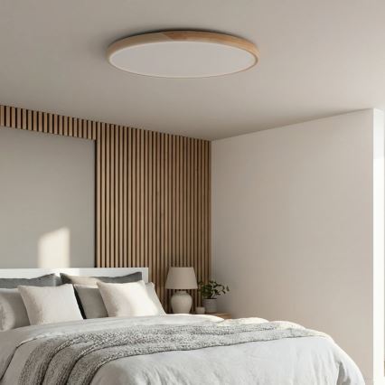 BRILAGI - Lampă de tavan LED dimmabilă PILANA LED/72W/230V 3000-6500K stejar/bej Ø 80 cm + telecomandă