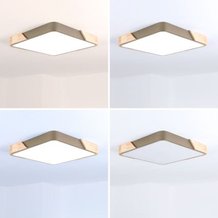 BRILAGI - LED Plafonieră reglabilă PILANA SQUARE LED/48W/230V 3000-6500K stejar/bej 42x42 cm + telecomandă