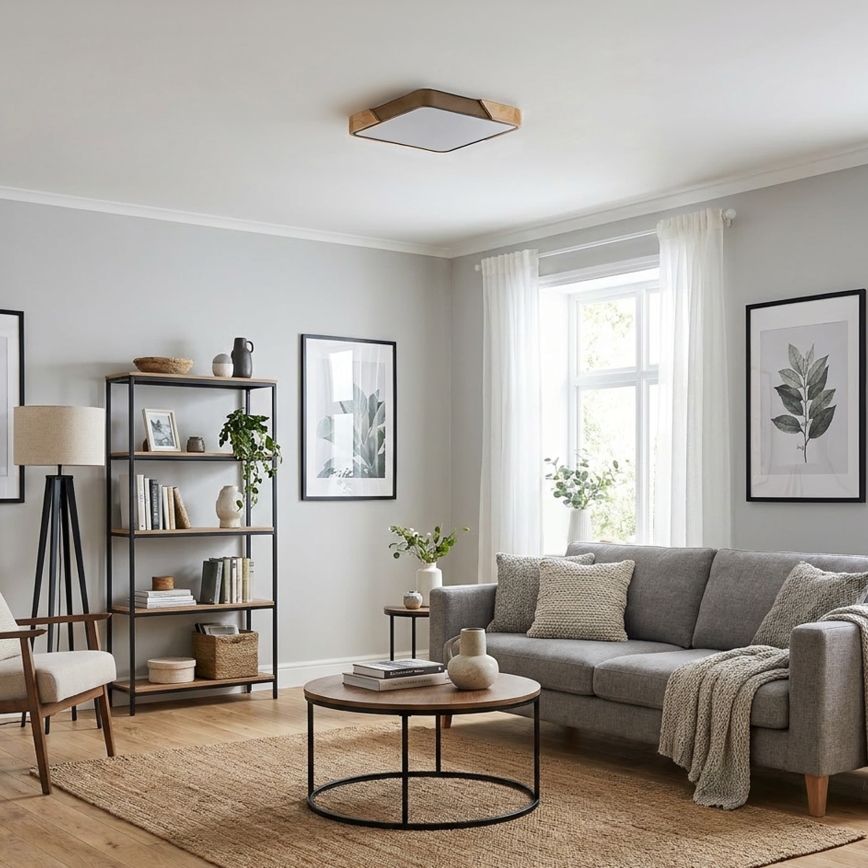BRILAGI - LED Plafonieră reglabilă PILANA SQUARE LED/48W/230V 3000-6500K stejar/bej 42x42 cm + telecomandă