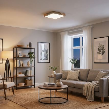 BRILAGI - LED Plafonieră reglabilă PILANA SQUARE LED/48W/230V 3000-6500K stejar/bej 42x42 cm + telecomandă