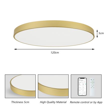 Brilagi - Plafonieră LED reglabilă POOL SMART LED/180W/230V 3000-6000K 120 cm auriu Wi-Fi Tuya + telecomandă