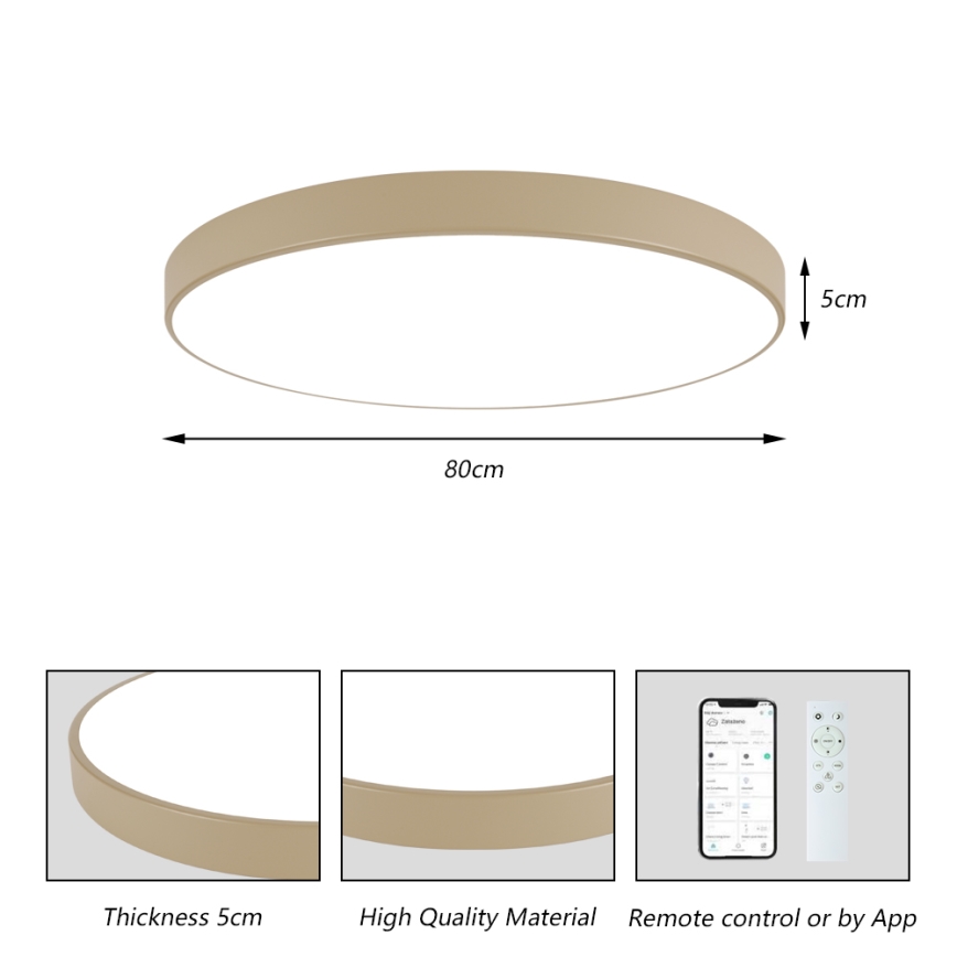 Brilagi - Plafonieră LED dimabilă POOL SMART LED/100W/230V 3000-6000K 80 cm bej Wi-Fi Tuya + telecomandă