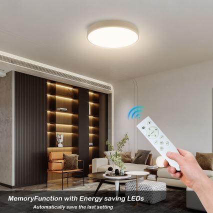 Brilagi - Plafonieră LED dimabilă POOL SMART, 48W, 230V, 3000–6000K, Ø 40 cm, Wi‑Fi Tuya, bej + telecomandă