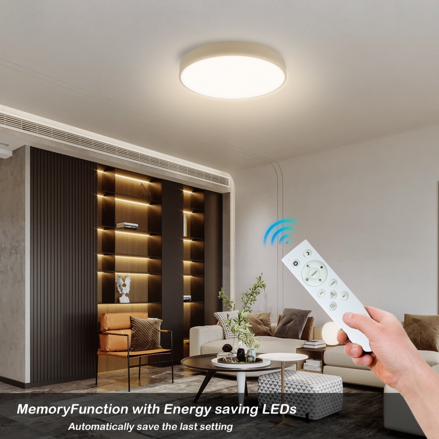Brilagi - Plafonieră LED dimabilă POOL SMART, 48W, 230V, 3000–6000K, Ø 40 cm, Wi‑Fi Tuya, bej + telecomandă
