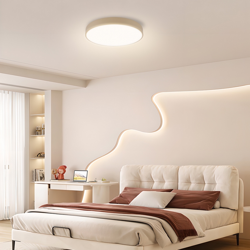 Brilagi - Plafonieră LED dimabilă POOL SMART, 48W, 230V, 3000–6000K, Ø 40 cm, Wi‑Fi Tuya, bej + telecomandă