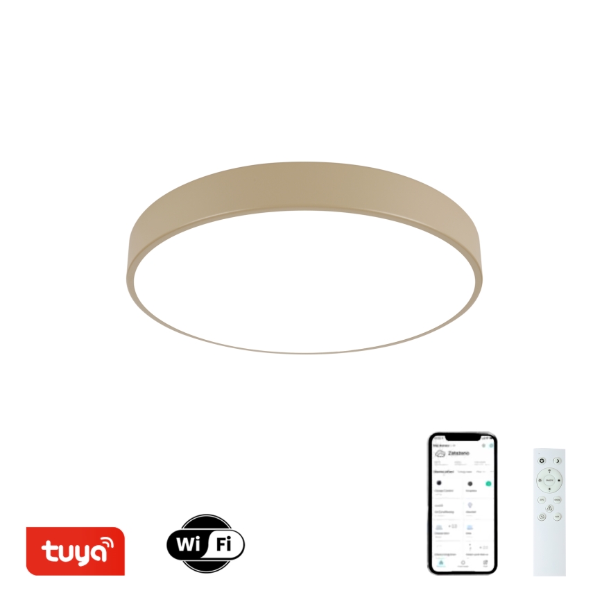 Brilagi - Plafonieră LED dimabilă POOL SMART, 48W, 230V, 3000–6000K, Ø 40 cm, Wi‑Fi Tuya, bej + telecomandă