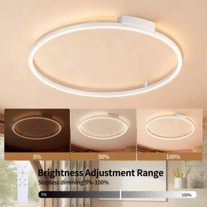 Brilagi - Lampă de plafon LED reglabilă PORTOFINO LED/60W/230V 3000-6000K diam. 80 cm, albă + telecomandă
