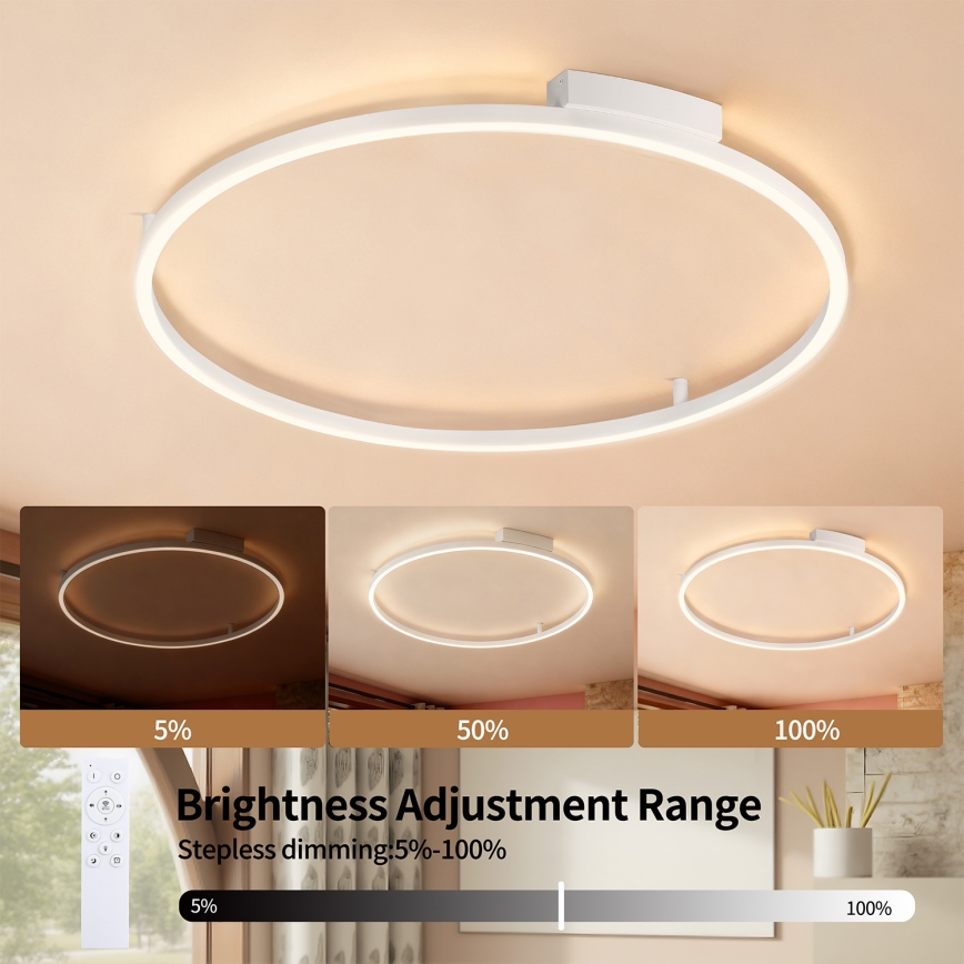Brilagi - Lampă de plafon LED reglabilă PORTOFINO LED/60W/230V 3000-6000K diam. 80 cm, albă + telecomandă