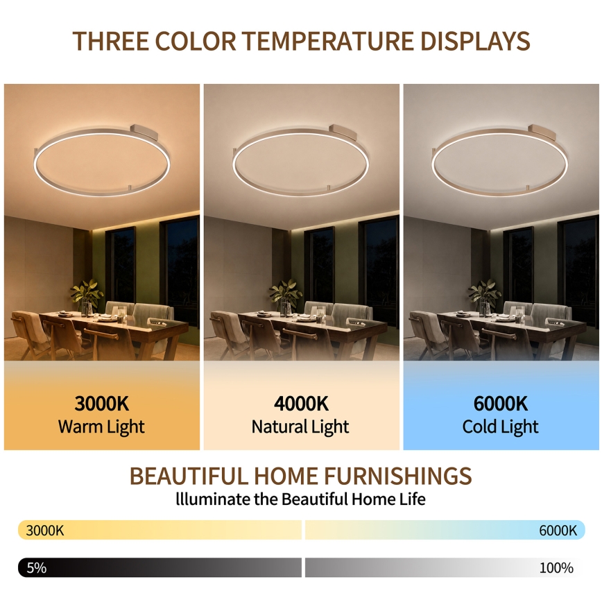 Brilagi - Plafonieră LED dimabilă PORTOFINO LED/60W/230V 3000-6000K, diam. 80 cm bej + telecomandă