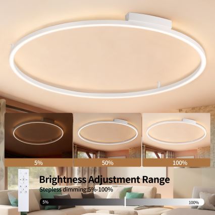 Brilagi - Plafonieră LED dimabilă PORTOFINO LED/85W/230V 3000-6000K diam. 120 cm albă + telecomandă
