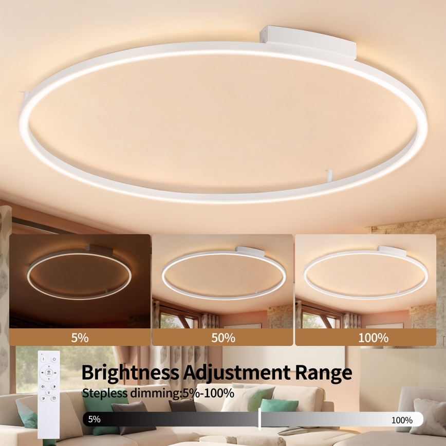 Brilagi - Plafonieră LED dimabilă PORTOFINO LED/85W/230V 3000-6000K diam. 120 cm albă + telecomandă