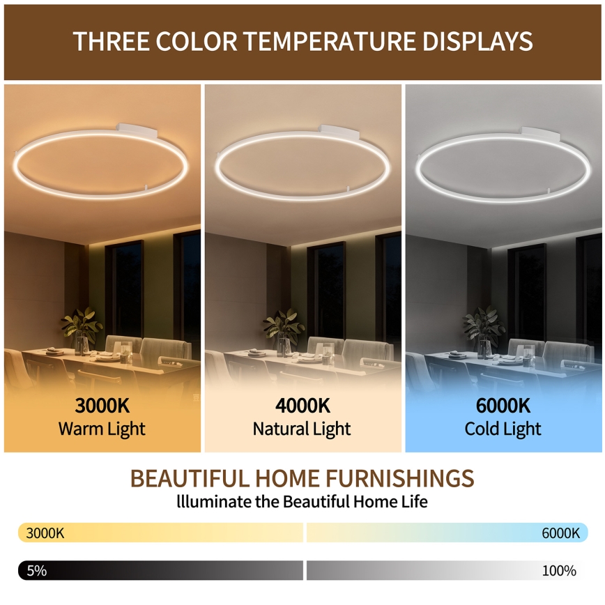 Brilagi - Plafonieră LED dimabilă PORTOFINO LED/85W/230V 3000-6000K diam. 120 cm albă + telecomandă