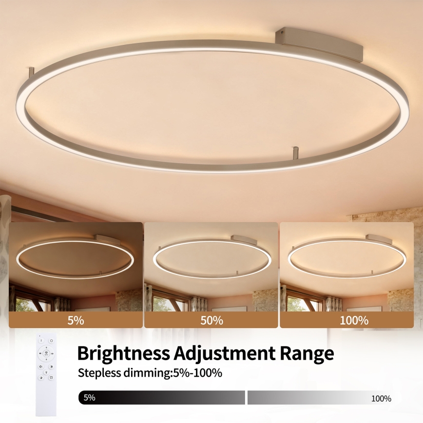 Brilagi - Plafonieră LED reglabilă PORTOFINO LED/85W/230V 3000-6000K Ø 120 cm bej + telecomandă