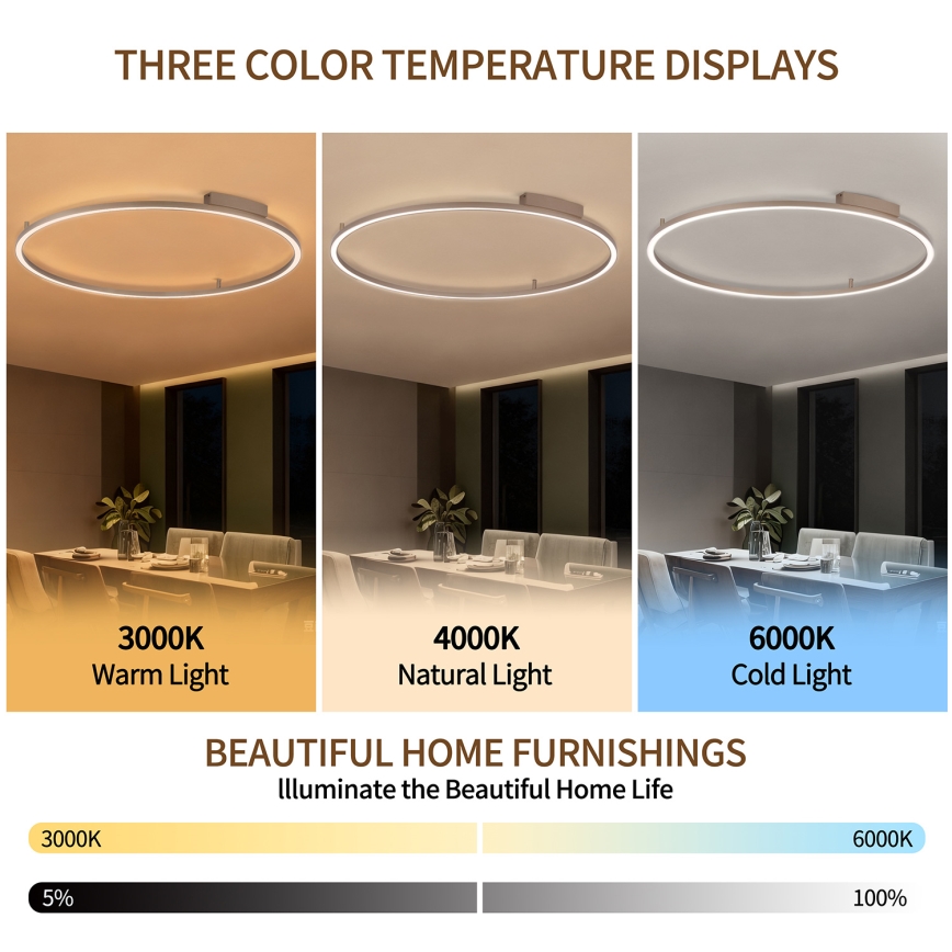 Brilagi - Plafonieră LED reglabilă PORTOFINO LED/85W/230V 3000-6000K Ø 120 cm bej + telecomandă
